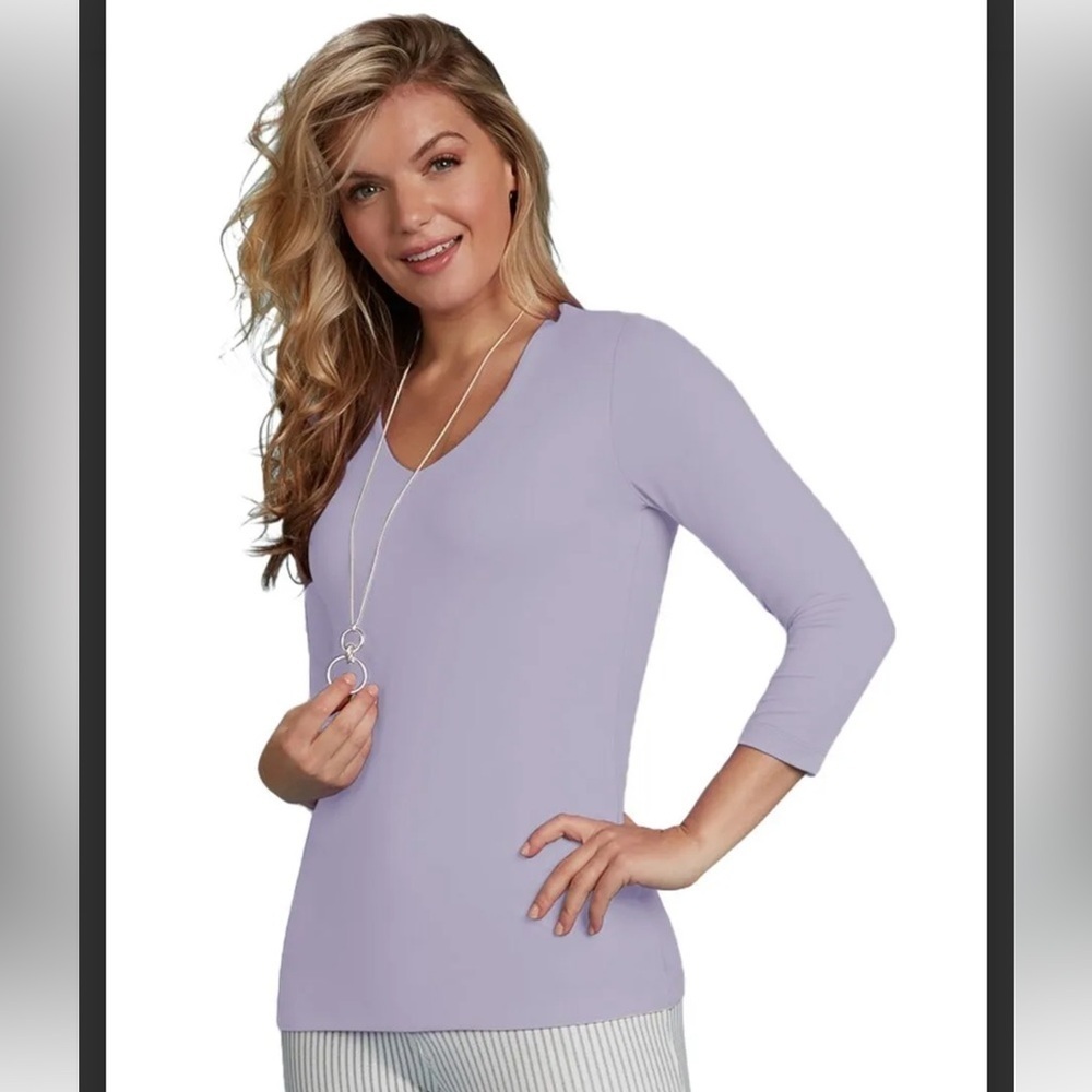 Judy P Apparel Deborah V-Neck 3/4 Sleeve Top Size L - Picture 5 of 5
